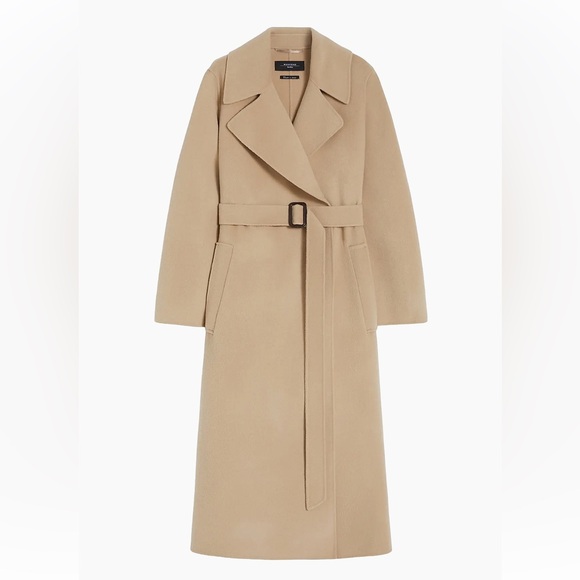 MaxMara Jackets & Blazers - Max Mara Manu 100% Virgin Wool Belted Trench Coat